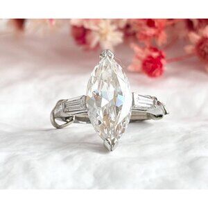Marquise Cut Cubic Zirconia Sterling Silver 925 Vintage Ring - sz 5